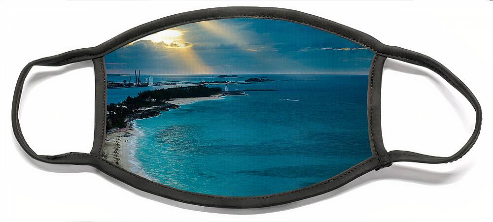 Ocean Face Mask featuring the photograph God Rays Over Paradise by Jeff Phillippi