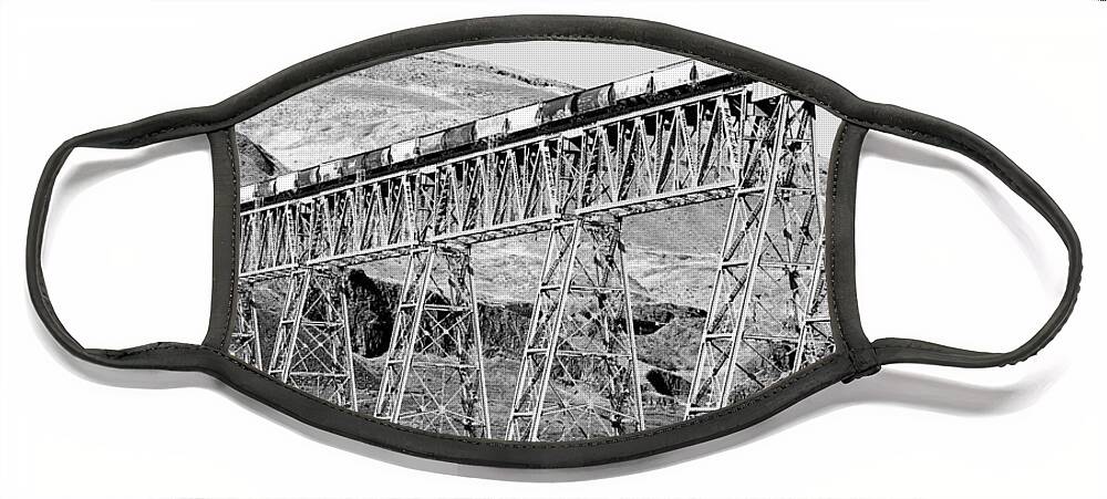 Train Face Mask featuring the photograph Going over the Trestle by Merle Grenz