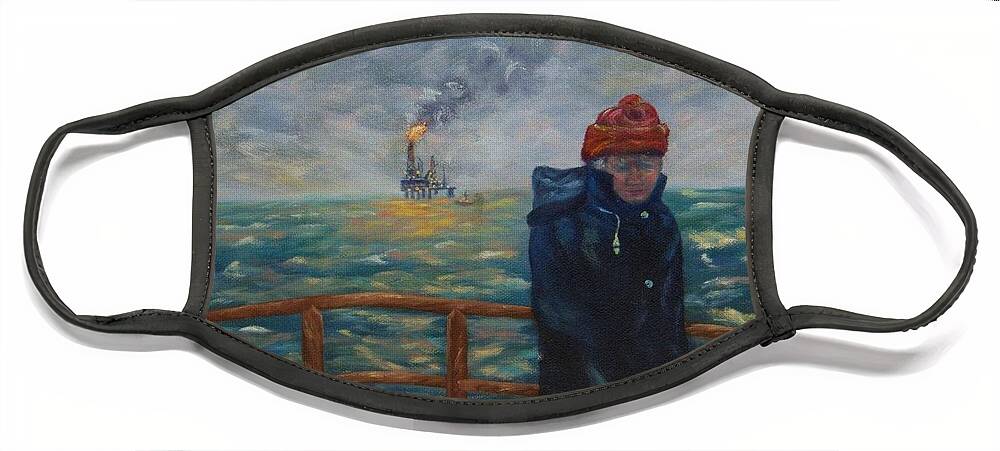 Workboat Face Mask featuring the painting Going to Work by Douglas Ann Slusher