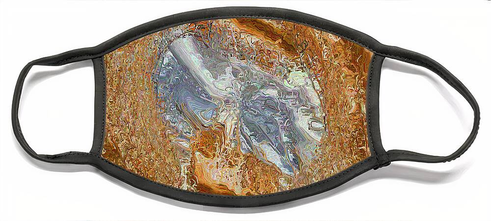 Abstract Digital Art Face Mask featuring the digital art Gold and Silver by Charmaine Zoe