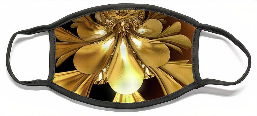 Bells Face Mask featuring the digital art Gold Lacquer by Ronald Bissett