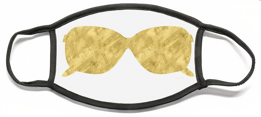Sunglasses Face Mask featuring the mixed media Gold Shades- Art by Linda Woods by Linda Woods