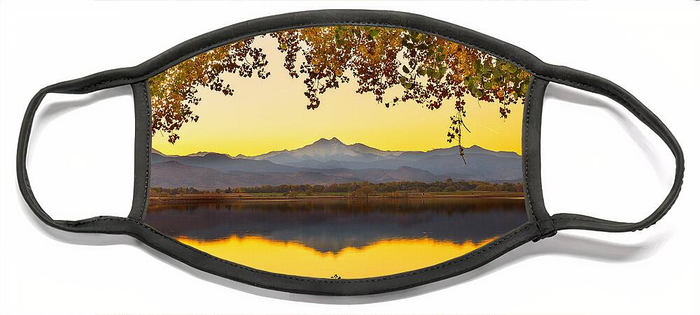 Colorado Face Mask featuring the photograph Golden Autumn Twin Peaks View by James BO Insogna
