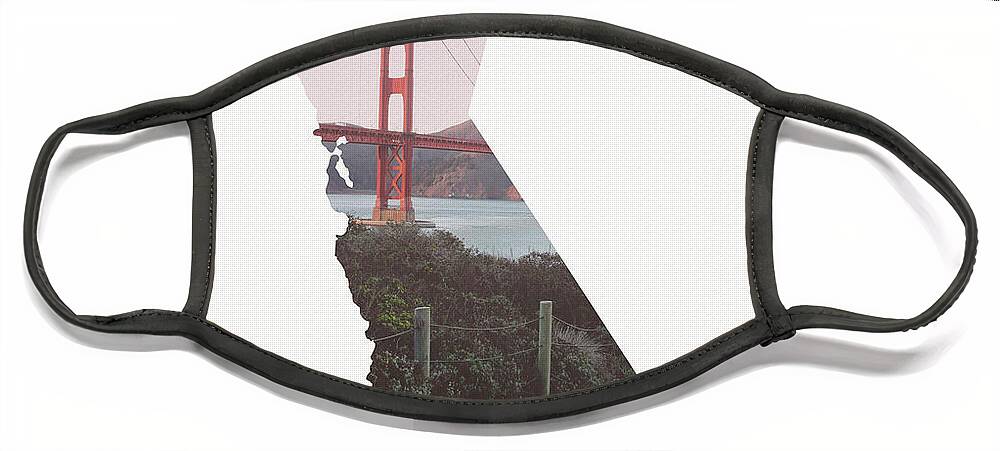 California Face Mask featuring the mixed media Golden Gate Bridge California- Art by Linda Woods by Linda Woods
