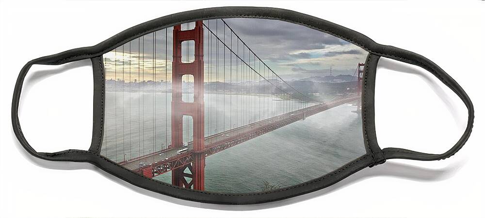 Photography By Suzanne Stout Face Mask featuring the photograph Golden Gate Fog by Suzanne Stout
