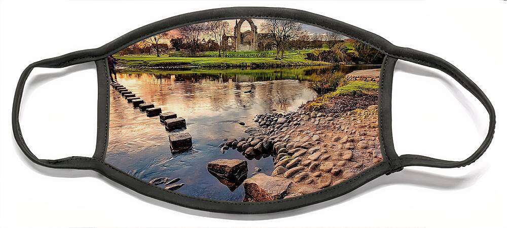 Bolton Abbey Face Mask featuring the photograph Golden hour by the River Wharfe by Mariusz Talarek