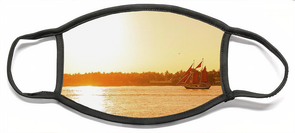 Boat Face Mask featuring the photograph Golden Hour Sailing Ship by Jim Shackett