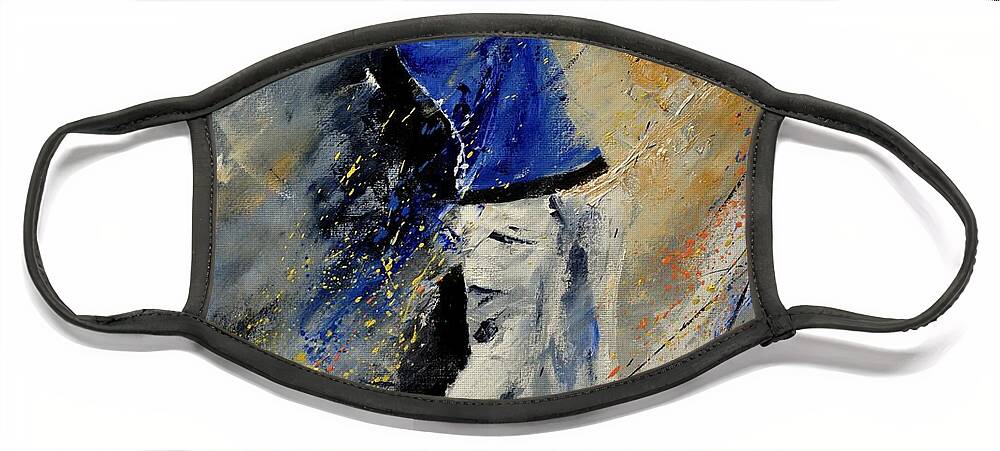 Sports Face Mask featuring the painting Golfplayer by Pol Ledent