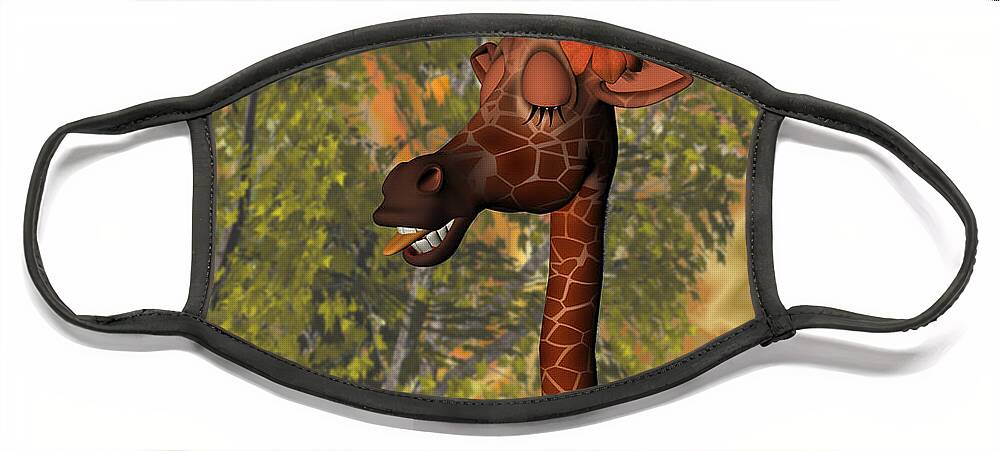 Cute Giraffe Face Mask featuring the digital art Gossiping Giraffe by Judi Suni Hall