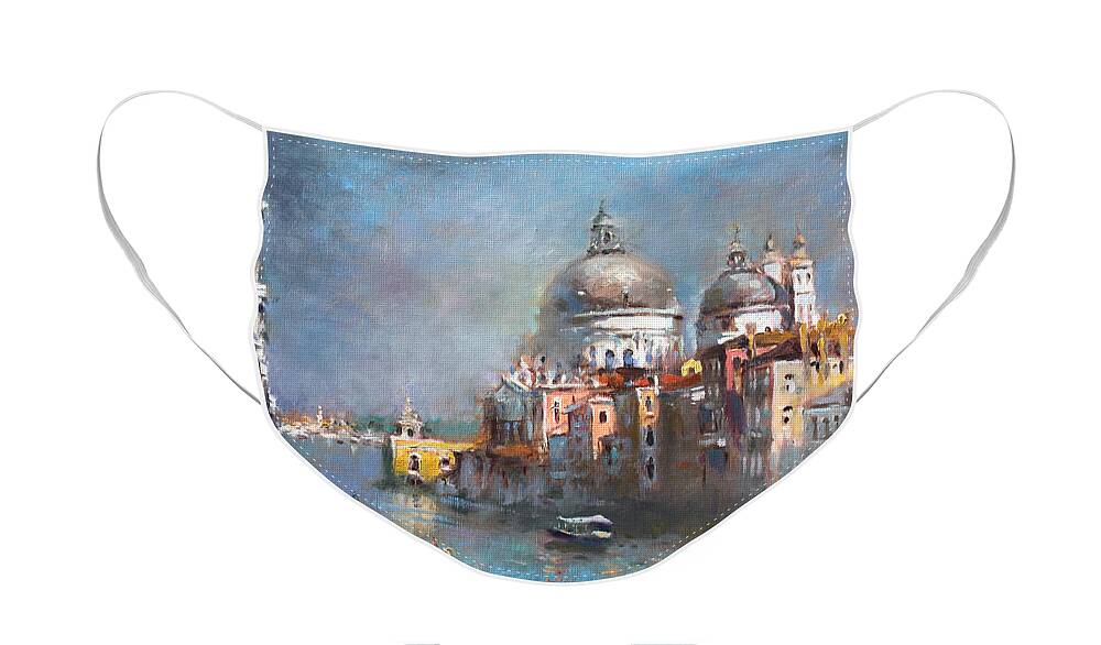 Venice Face Mask featuring the painting Grand Canal Venice 2 by Ylli Haruni