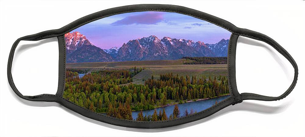 Grand Tetons Face Mask featuring the photograph Grand Tetons by Chad Dutson