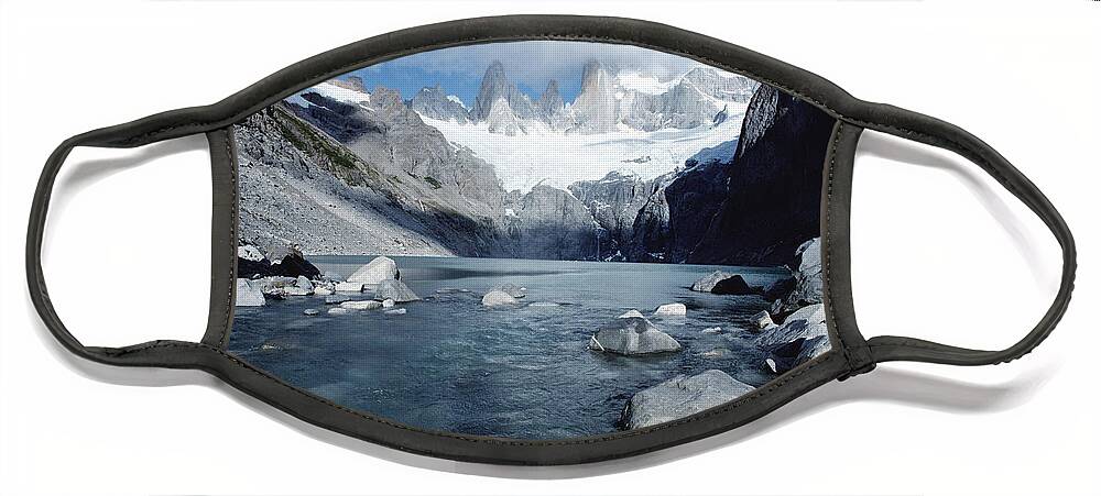 00141371 Face Mask featuring the photograph Granite Spires of Los Glaciers by Tui De Roy