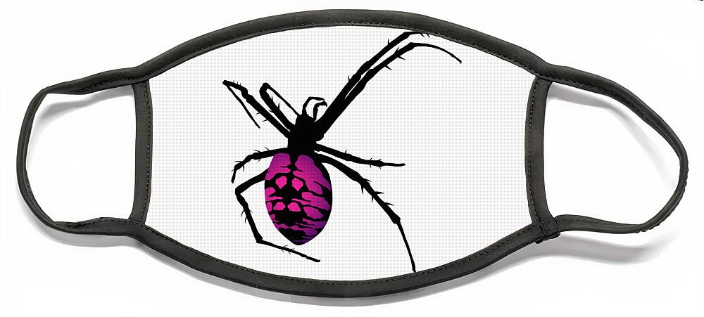 Graphic Animal Face Mask featuring the digital art Graphic Spider Black and Purple by MM Anderson