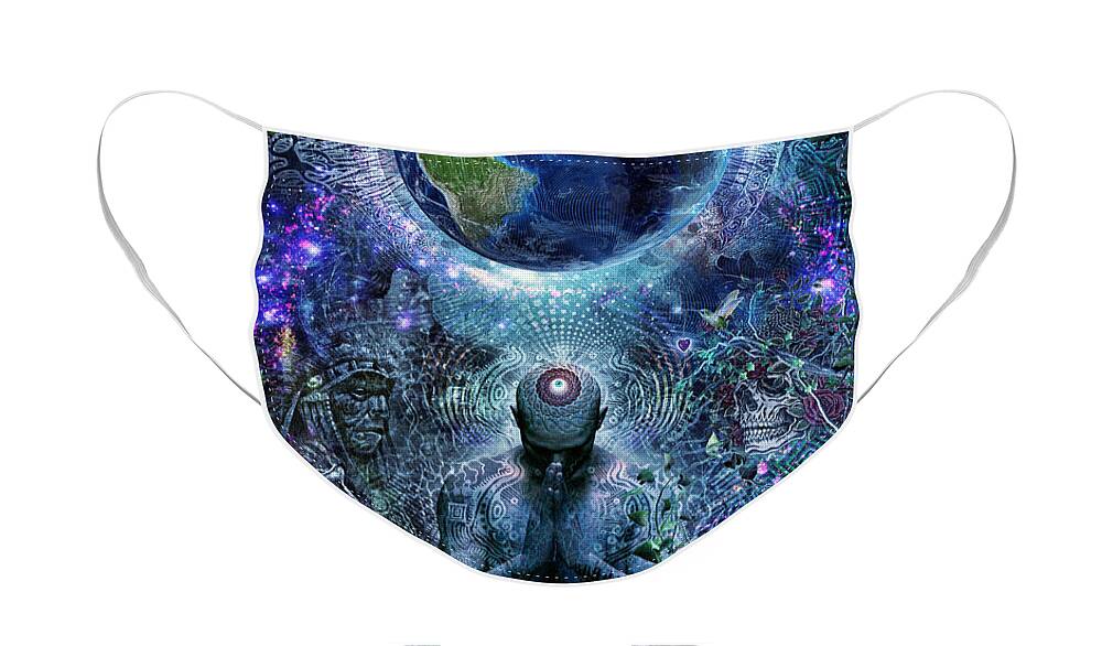 Cameron Gray Face Mask featuring the digital art Gratitude For The Earth And Sky by Cameron Gray