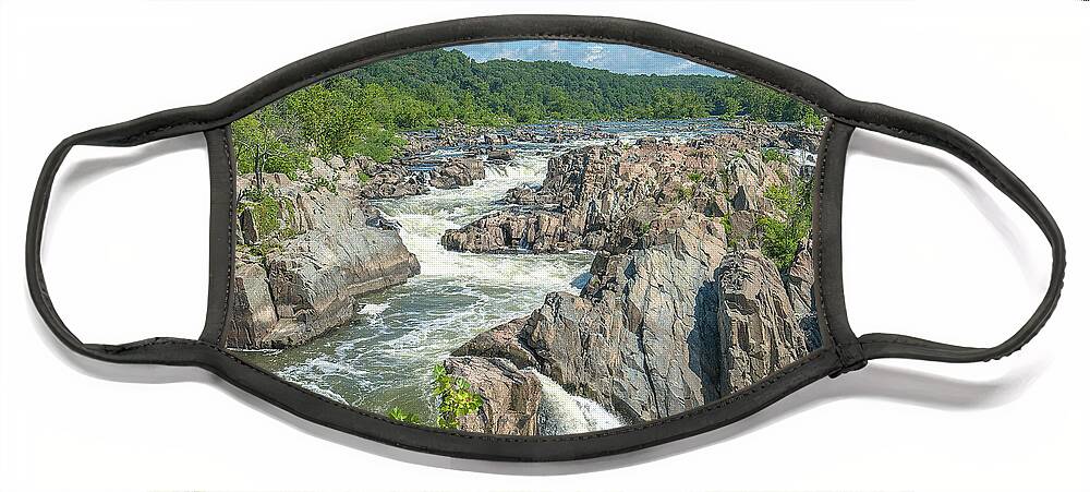 National Park Service Face Mask featuring the photograph Great Falls of the Potomac River South Falls DS0103 by Gerry Gantt