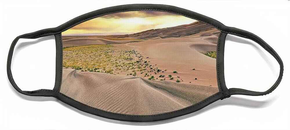 Colorado Face Mask featuring the photograph Great Sand Dunes Sunset - Colorado - Landscape by Jason Politte