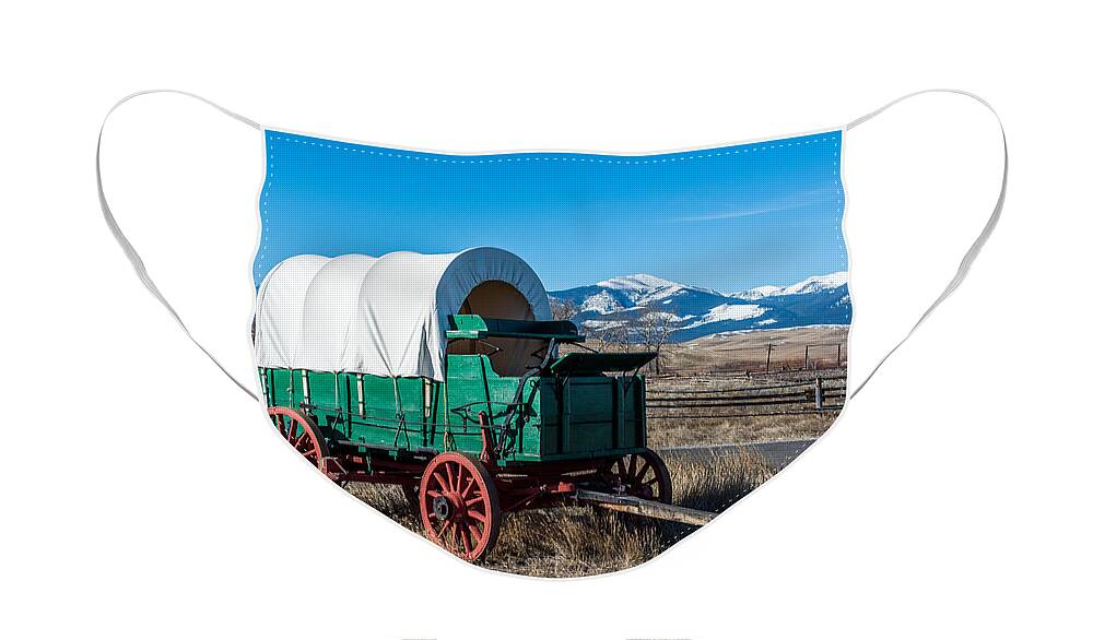 Green Covered Wagon Face Mask featuring the photograph Green Covered Wagon by Paul Freidlund