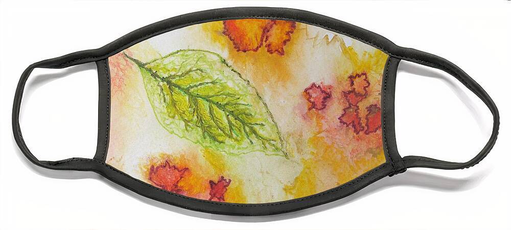 Nature Face Mask featuring the painting Green Leaf of Fall by Patricia Arroyo