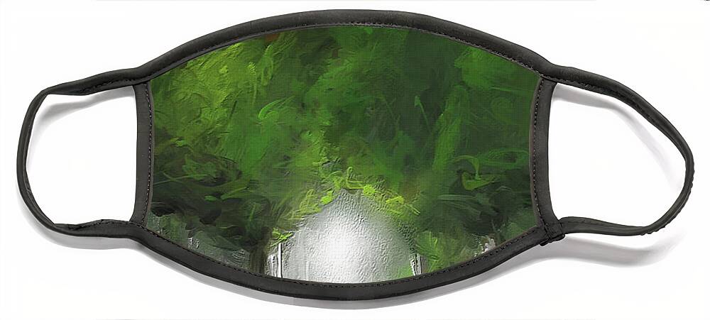 Green Face Mask featuring the painting Green Serenity - Green Abstract Art by Lourry Legarde