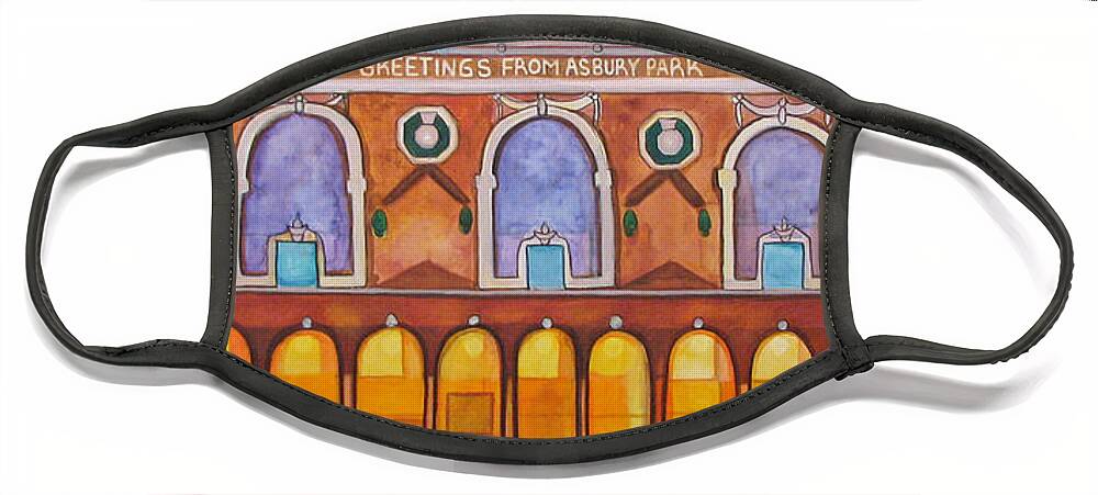 Memorabilia Face Mask featuring the painting Greetings From Asbury Park by Patricia Arroyo
