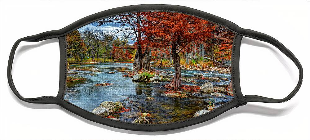 Guadalupe River In Autumn Face Mask featuring the photograph Guadalupe River in Autumn by Savannah Gibbs