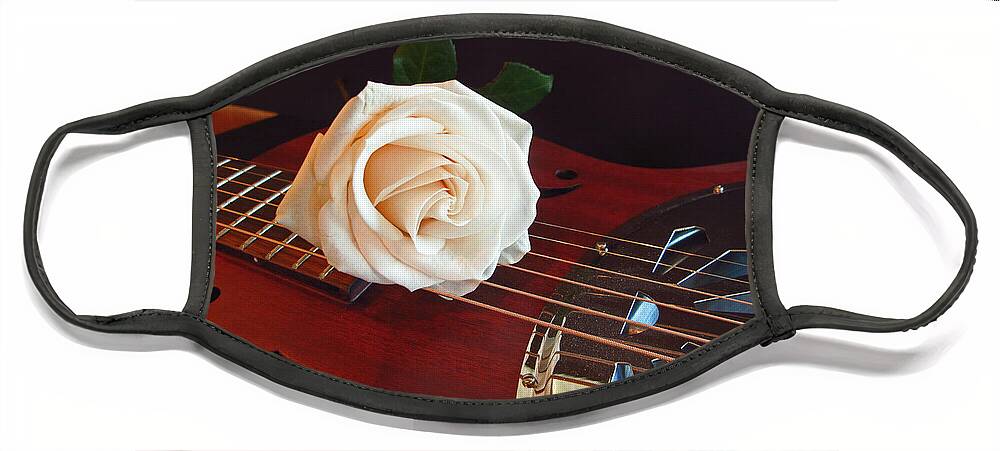 Wall Art Face Mask featuring the photograph Guitar and Rose 3 by Kelly Holm