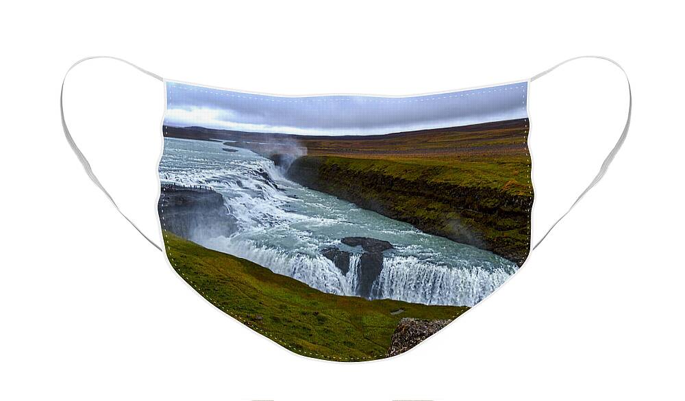 Iceland Face Mask featuring the photograph Gullfoss Waterfall #2 - Iceland by Stuart Litoff
