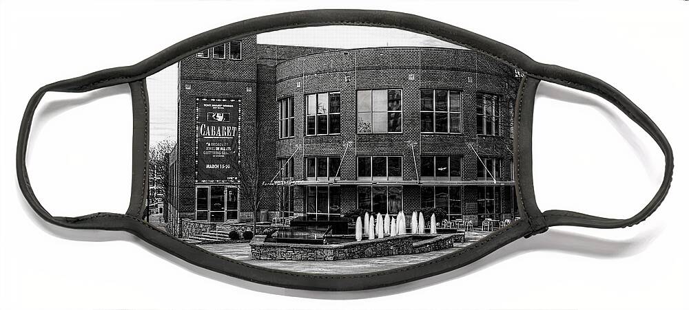 The Peace Center Greenville South Carolina Face Mask featuring the photograph Gunter Theater At The Peace Center, Greenville South Carolina In Black and White by Carol Montoya