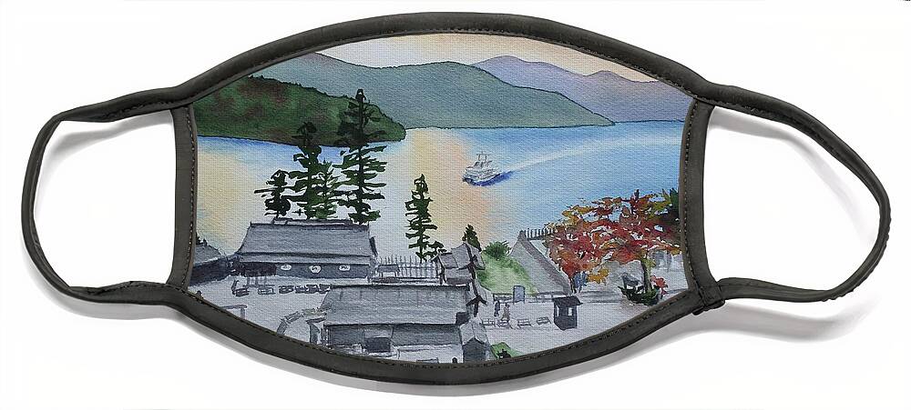 Hakone Face Mask featuring the painting Hakone Checkpoint by Kelly Miyuki Kimura