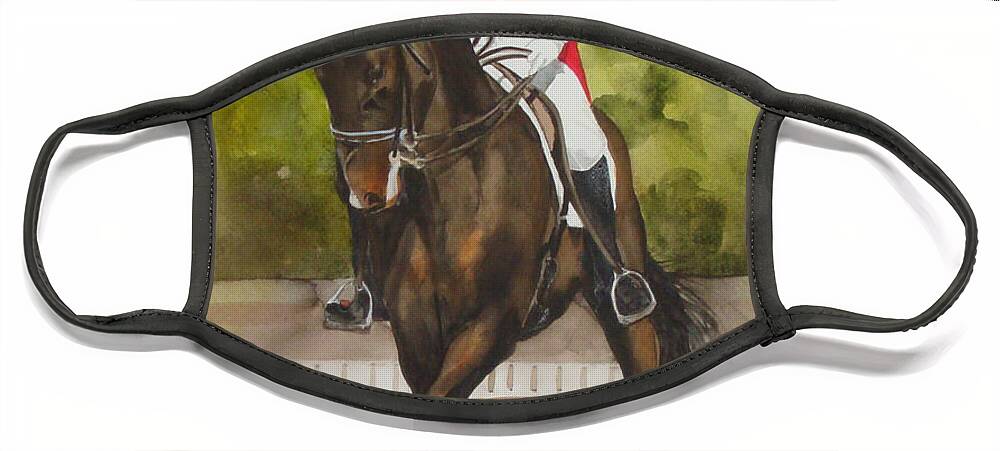 Horse Face Mask featuring the painting Half-Pass To The Right by Jean Blackmer