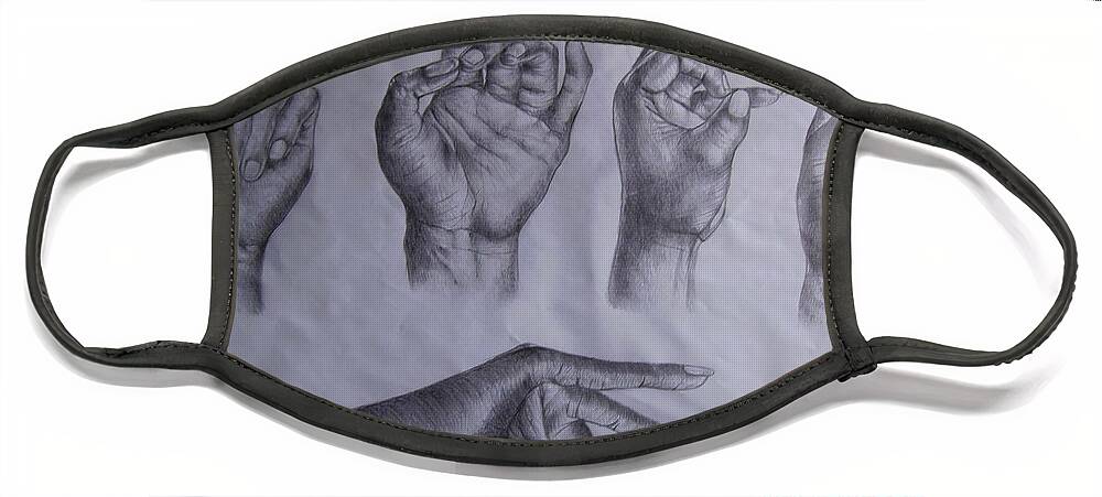 Life Drawing Face Mask featuring the drawing Hand Composition by Olaoluwa Smith
