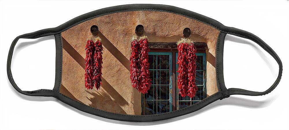 Taos Face Mask featuring the photograph Hanging Chili Ristras - Taos by Stuart Litoff