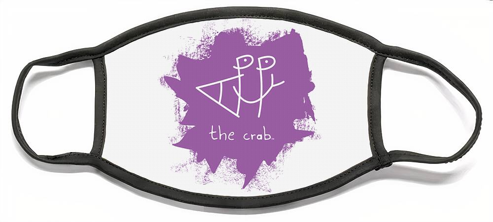 Happy Face Mask featuring the mixed media Happy the Crab - purple by Chris N Rohrbach