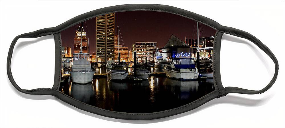 Harbor Face Mask featuring the photograph Harbor Nights - Trade Center in Focus by Ronald Reid
