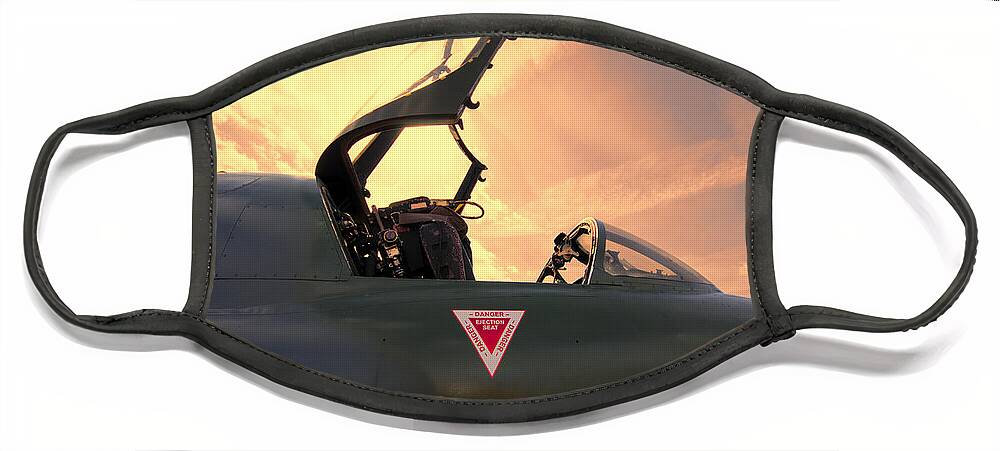 Hawker Hunter Face Mask featuring the photograph Hawker Hunter sunset by Steev Stamford