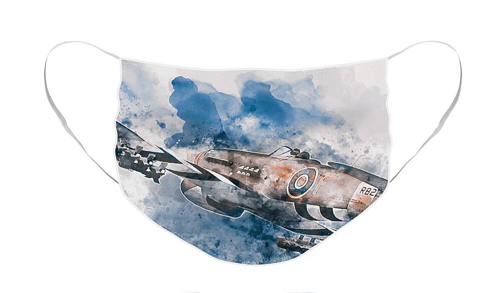 Typhoon Face Mask featuring the painting Hawker Typhoon - 01 by AM FineArtPrints