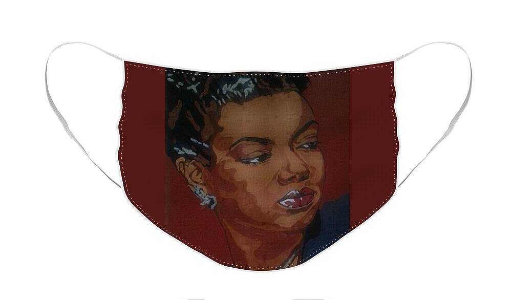 Hazel Scott Face Mask featuring the painting Hazel Scott by Rachel Natalie Rawlins