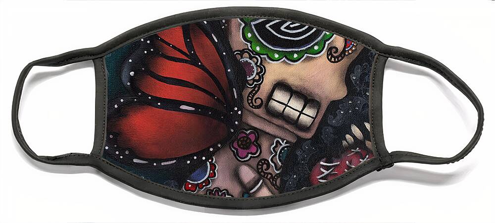 Butterfly Face Mask featuring the painting Healing by Abril Andrade