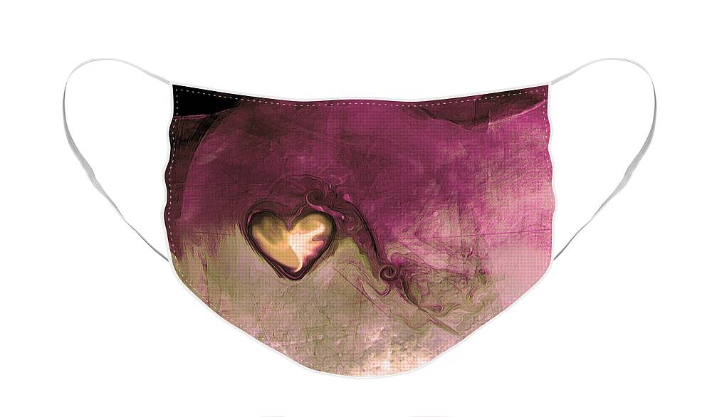 Heart Of Gold Face Mask featuring the digital art Heart Of Gold by Linda Sannuti