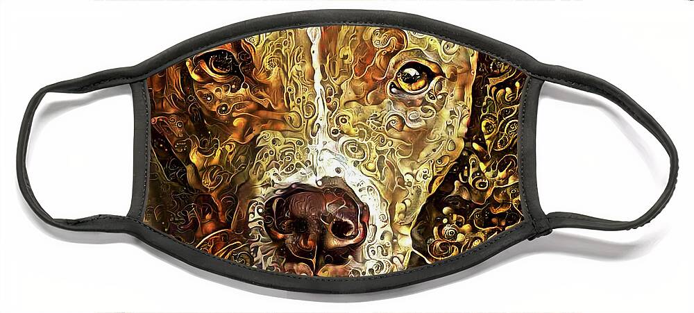 Pit Bull Face Mask featuring the mixed media Heart of Gold Pit Bull by Peggy Collins