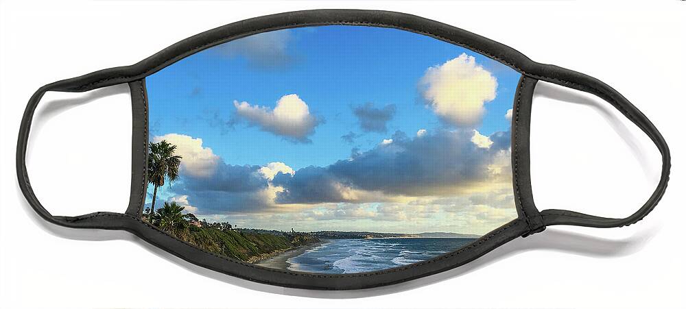 Beach Face Mask featuring the photograph Heavy Clouds at Swami's Beach by David Levin