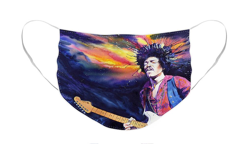 Jimi Hendrix Face Mask featuring the painting Hendrix by Ken Meyer jr