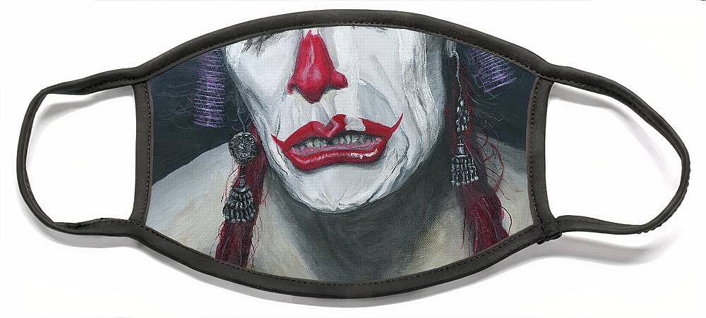 Clown Face Mask featuring the painting Her Tears by Matthew Mezo
