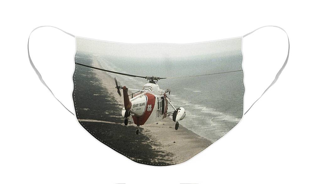 Hh-52a Face Mask featuring the photograph HH-52A Beach Patrol by Steven Sparks