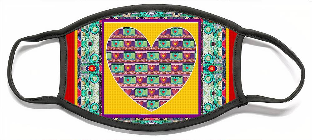 Hearts Face Mask featuring the mixed media Higher Love - Heart of Hearts by Helena Tiainen