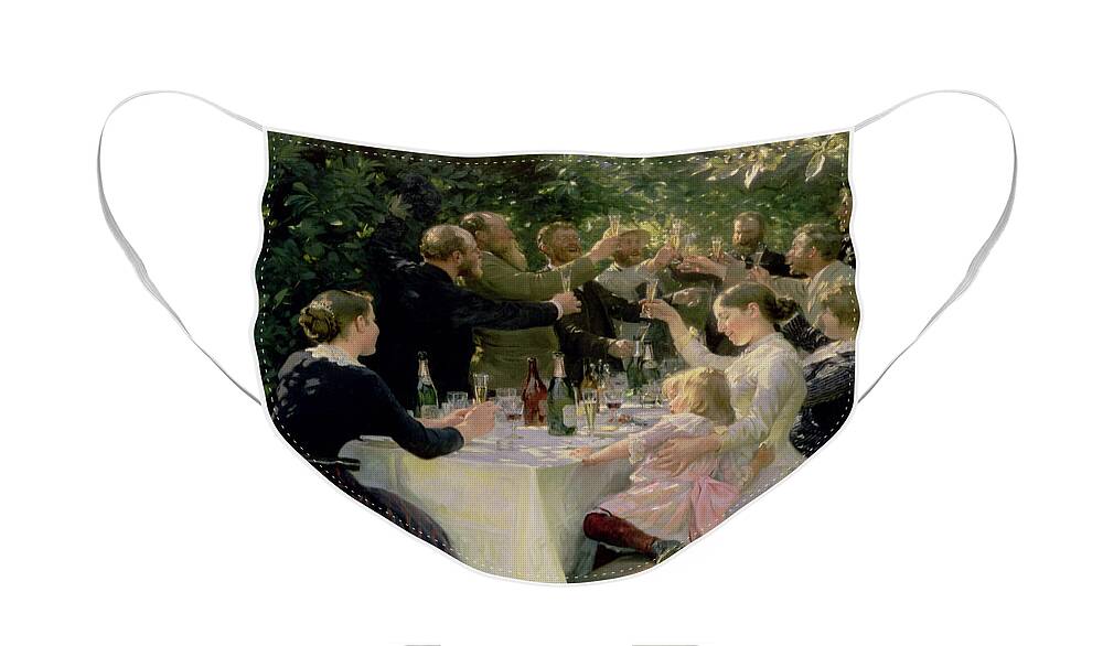 Party Face Mask featuring the painting Hip Hip Hurrah by Peder Severin Kroyer