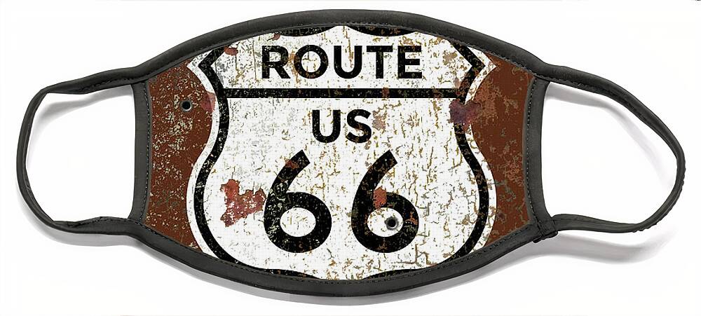 Route 66 Face Mask featuring the painting Historic Route 66 Highway Sign by Christopher Arndt