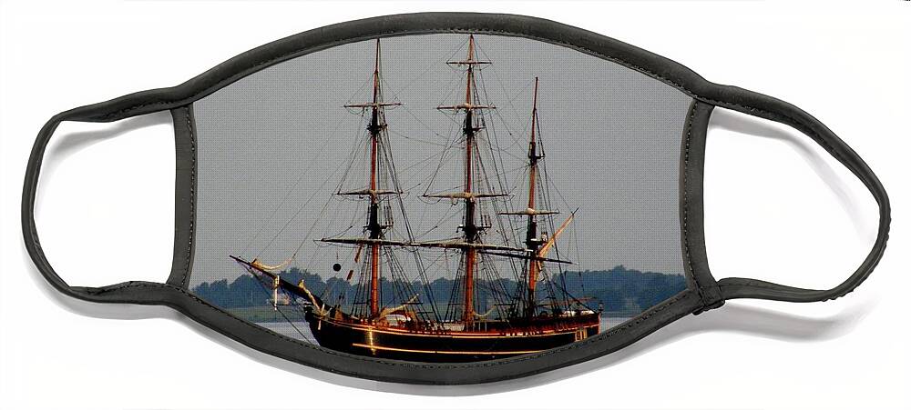 Bounty Face Mask featuring the photograph HMS Bounty by Dennis McCarthy