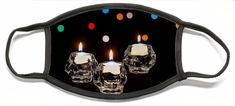 Bokeh Face Mask featuring the photograph Holiday Candles by Ed Clark