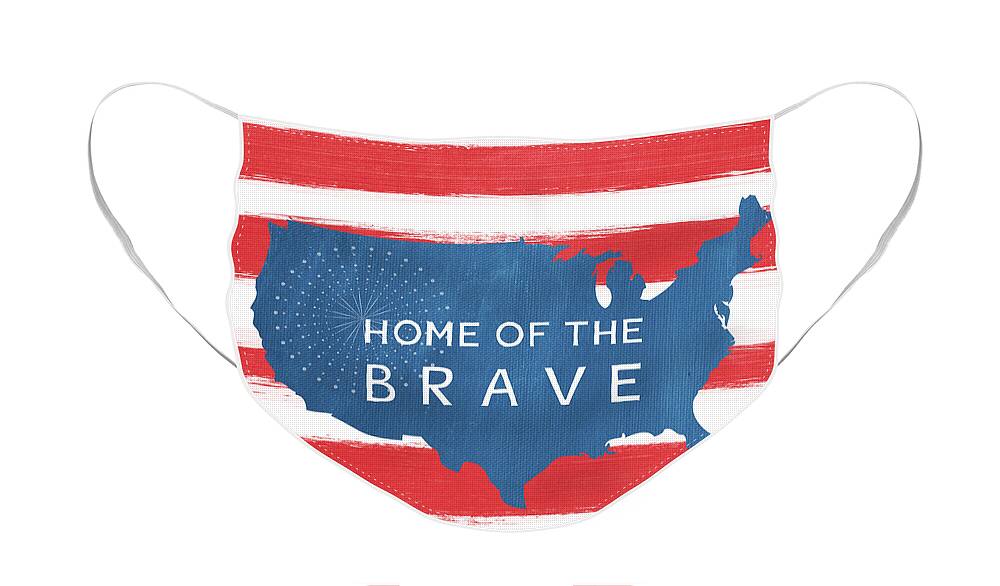 July 4th Face Mask featuring the painting Home Of The Brave by Linda Woods